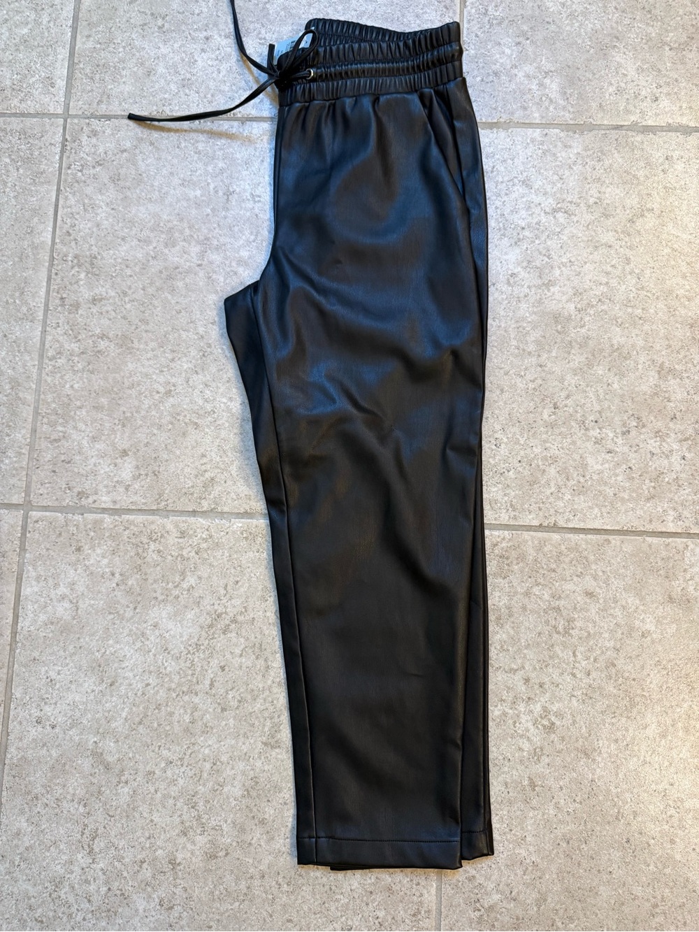 NWT Loft Faux Leather Cropped Pant Elastic Drawstring Waistband MP